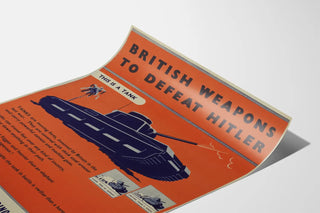 Vintage sotilaspjuliste Britannian panssarivaunuista seinäkoristetta varten