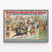 Vintage Buffalo Billin Wild West -juliste ja Rough Riders -kongressi — kehystetty taideteos seinällä