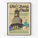 Vintage juliste Die Bergstadt kellotorni ja värikäs katto