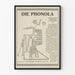 Tekninen juliste vintage Die Phonola - Mustavalkoinen kuvallinen mekaaninen kaavio