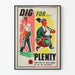 Vintage Juliste Dig For Plenty - Seinäsisustus Puutarhanhoito ja Kasvimaa
