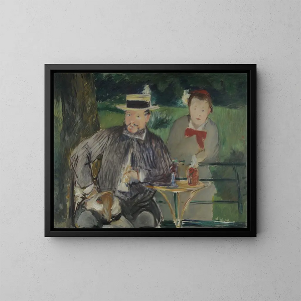 Muotokuva Dernest Hosched ja hänen tyttärestään Marthe - Édouard Manet — kehystetty taideteos seinällä