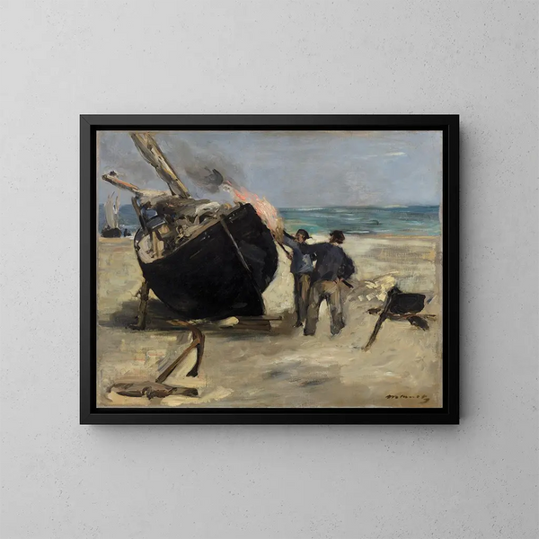 Le bateau goudronné - Édouard Manet — kehystetty taideteos seinällä