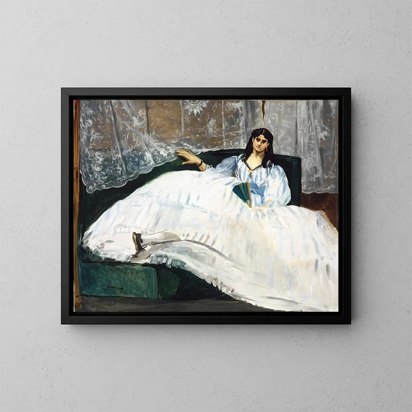 Nainen kanssa viuhka - Édouard Manet — kehystetty taideteos seinällä