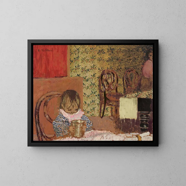 Lapsi ja muki - Édouard Vuillard — kehystetty taideteos seinällä