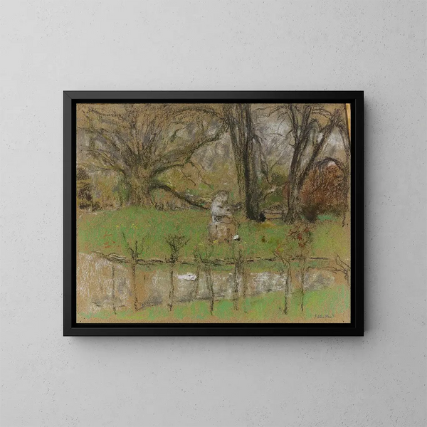 Lammen edessä oleva maalaus linnan edessä - Édouard Vuillard — kehystetty taideteos seinällä