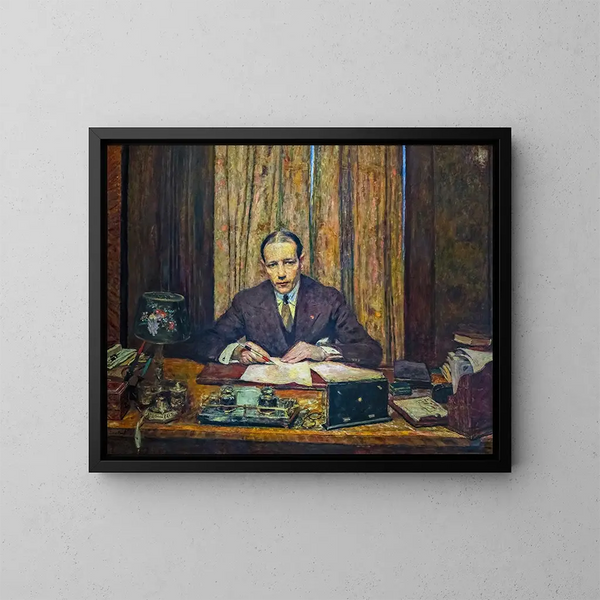 Lucien Rosengartin työpöydästään - Édouard Vuillard — kehystetty taideteos seinällä