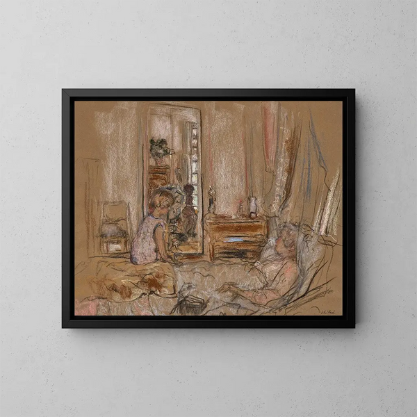 Lulu au chevet de Madame Hessel au château des Clayes - Édouard Vuillard — kehystetty taideteos seinällä