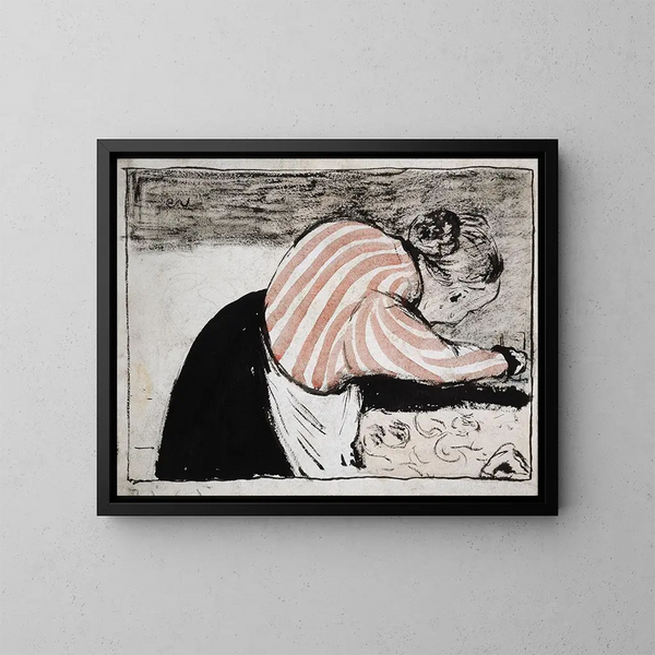 Vanha nainen kattamassa pöytää - Édouard Vuillard — kehystetty taideteos seinällä