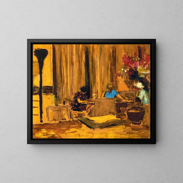 Biljardisali Clayes'n linnassa - Édouard Vuillard — kehystetty taideteos seinällä