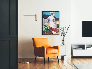 Tyylikäs vintage juliste naisesta valkoisena - Retro-seinäkoriste Artem Legrand
