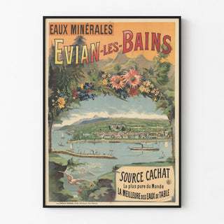 Vintage Juliste Eau Minérale Évian-les-Bains Source Cachat