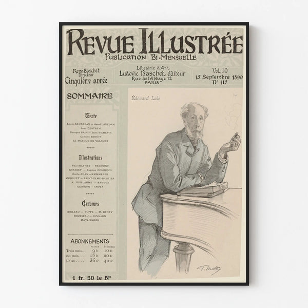 Vintage juliste Revue Illustrée Édouard Lalo 1890 seinäkoristelu