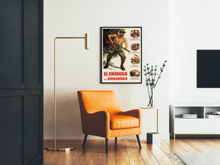 Vintagemilitaarinen propagandajuliste „El Enemigo de la Humanidad”
