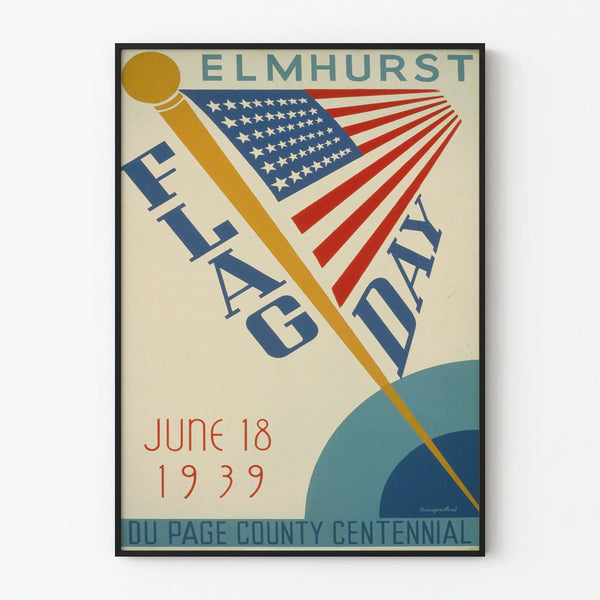 Juliste Juhlapäivän liputapahtuma Elmhurst 1939 - Seinän koristelu retroamerikkalainen