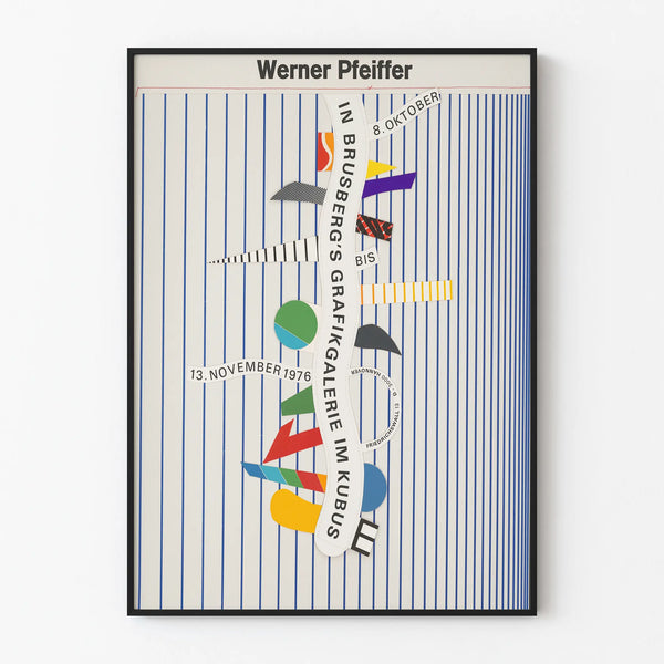 Vintage Werner Pfeiffer 1976 graafinen näyttelyjuliste