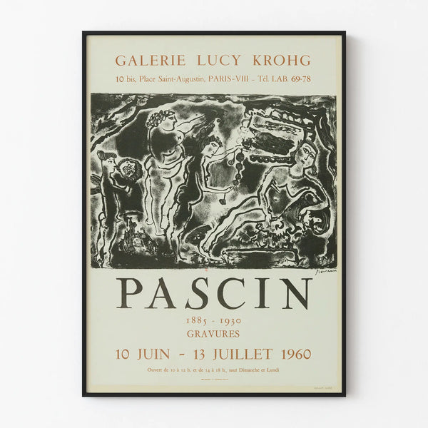 Pascin-näyttelyjuliste, kaiverruksia Lucy Krohg -galleriassa 1960