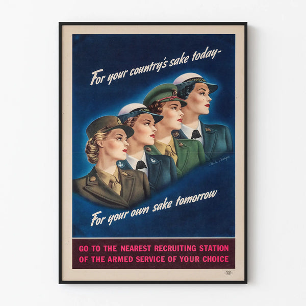 Naisten sotilaskutsujuliste vintage seinäkoristeeksi