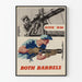 Vintage sotilasarvokuvake 'Give 'Em Both Barrels' - retro seinäkoriste