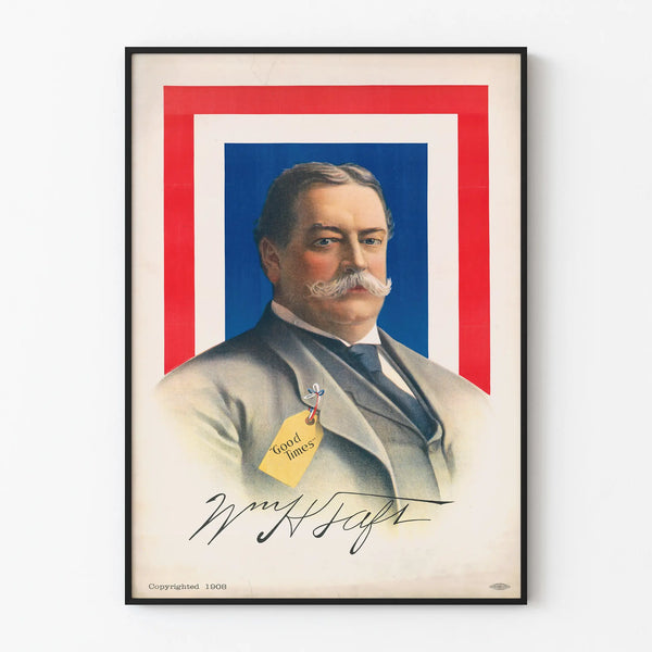 Vintage-porträtjuliste William Howard Taft seinäkoriste
