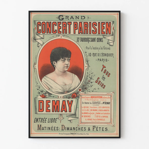 Vanha juliste Suurkonsertti Pariisilainen Mme Demay 37 Faubourg Saint-Denis