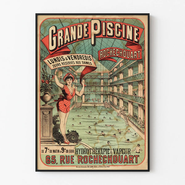 Vintage juliste Rochechouartin uima-allas - Retroseinäkoristelu