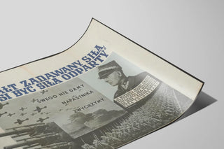 Puolalainen sotilaallinen propagandajuliste - Voima ja vastustus — näkymä teoksesta