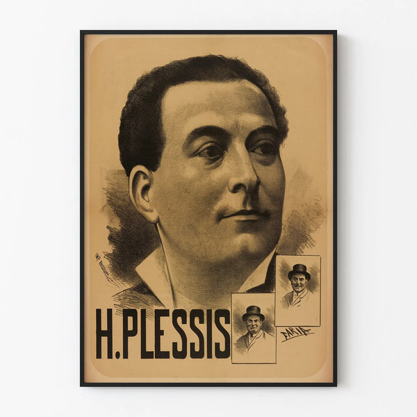 Vintagejuliste H. Plessisin muotokuvasta - Retroseinäkkeiden sisustus