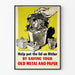 Vintage propagandajuliste - Metallin ja paperin kierrätys Hitleriä vastaan