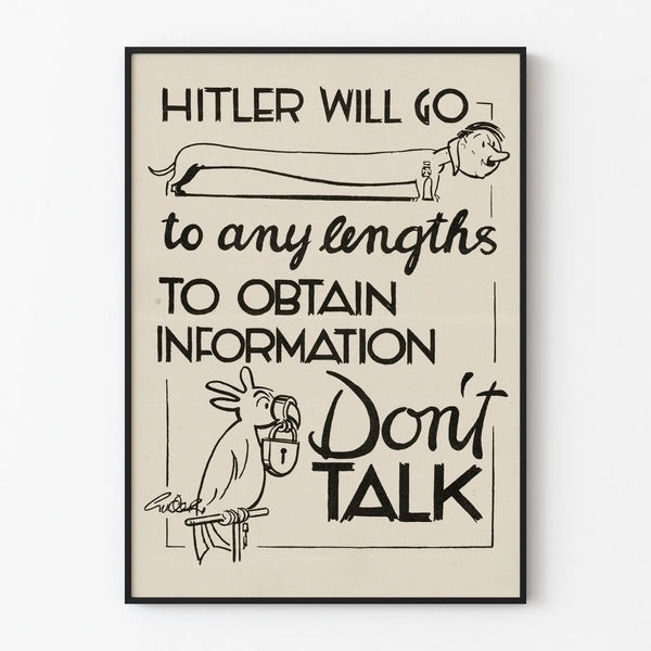 Vintagemainos juliste mustan huumorin - Hitler hinnalla millä hyvänsä