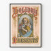 Vintage juliste Holiday Presents juhlavaan seinäkoristukseen