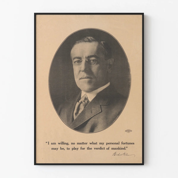 Vintage Juliste Muotokuva Woodrow Wilson - Innostava lainaus