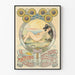 Vintage Art Nouveau -juliste Il Mattino, naisaiheinen ja auringonkukkia
