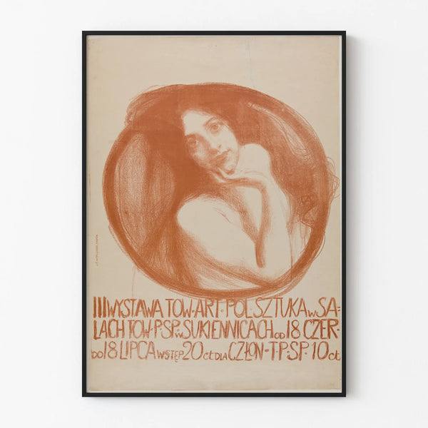 Puolalaisen taidenäyttelyn juliste - Naiskuva vintage