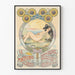 Art Nouveau -juliste Il Mattino auringonkukkien ja naisfiguurin kanssa