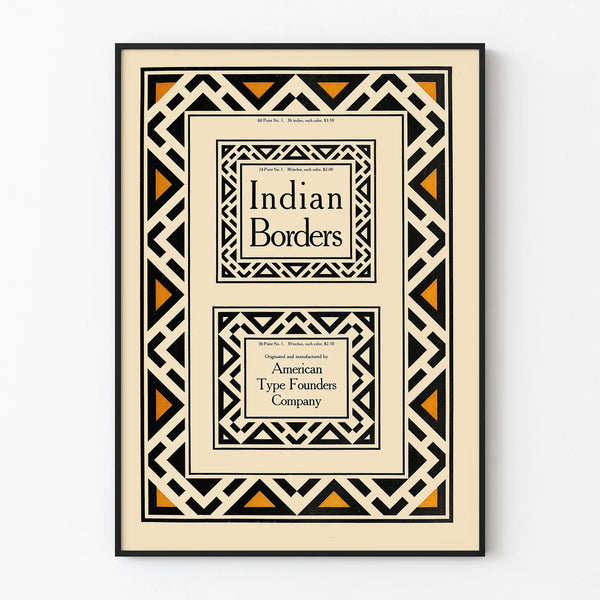 Seinäkoristejuliste Indian Borders, American Type Founders