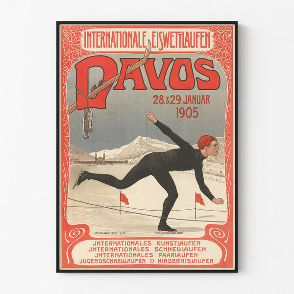 Vintage juliste kansainvälisestä taitoluistelusta Davos 1905