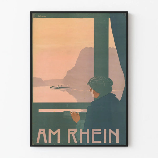 Vintage juliste seinäkoriste Am Rhein 1897