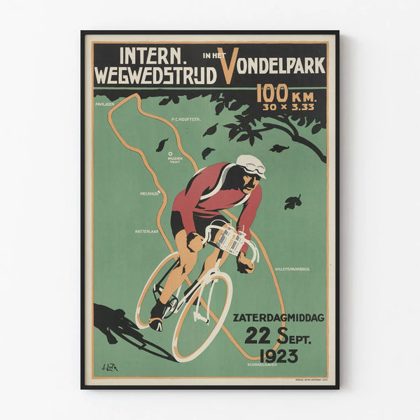 Vintage juliste Kansainvälinen pyöräilykilpailu Vondelpark 1923