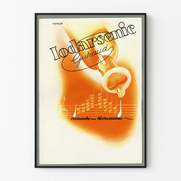 Taiteellinen vintagejuliste Iodarsenic musiikillisen estetiikan kanssa