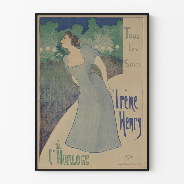 Irène Henry seinäkoristejuliste kellon kanssa