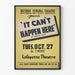 Teatterijuliste 'It Can't Happen Here' - Vintage-seinäkoristelu