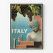 Italialainen vintagejuliste klassikkorakennelmalla ja viinirypäleillä