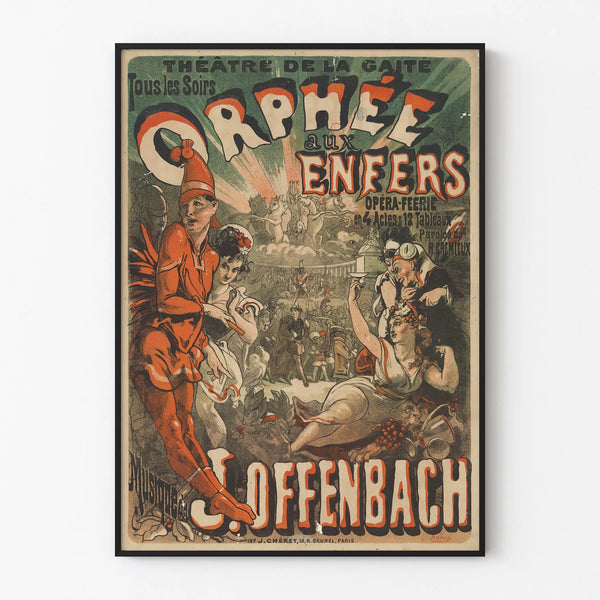 Vintage juliste Orfeus maanpäällä J. Offenbachin teoksesta seinäkoristeeksi