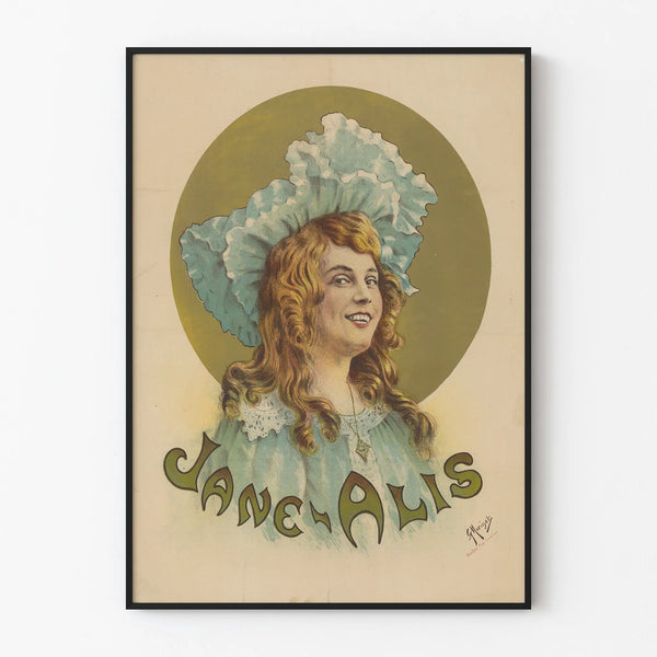 Vintage-porträtijuliste Jane Alis seinäkoristukseen