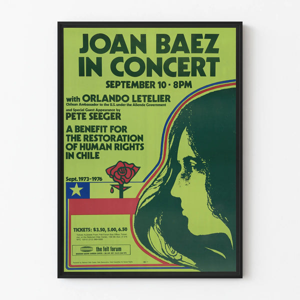 Joan Baez - Konserttijuliste - Tuki ihmisoikeuksille Chilessä