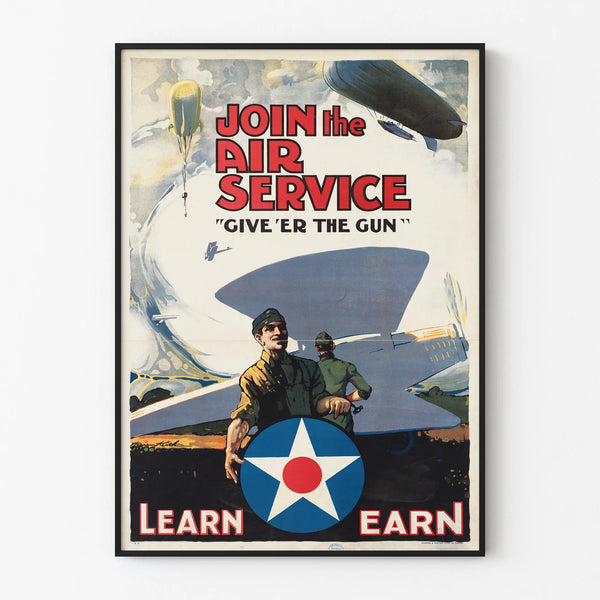 Vintage rekrytointijuliste Air Service -seinäkoristeeseen