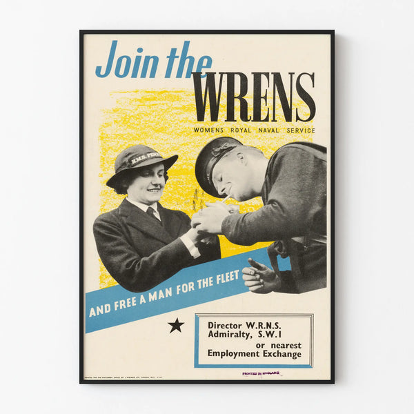 WRENS-naisten kuninkaallisen merivoimien palveluksen vintage-rekrytointijuliste