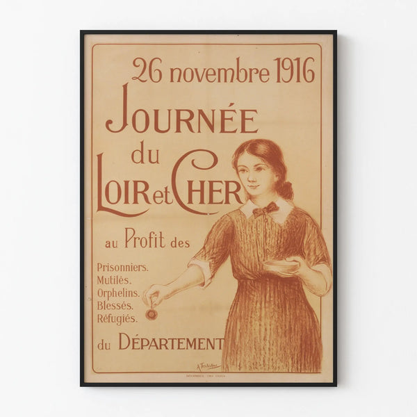Vintage juliste Loir-et-Cherin päivän 1916 historiallinen seinäkoriste