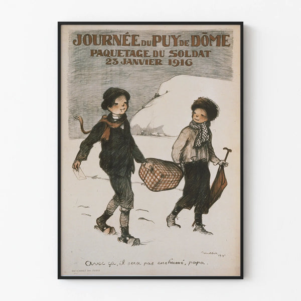 Vintage juliste Puy de Dôme -päivä, sotilaspakkaus 1916